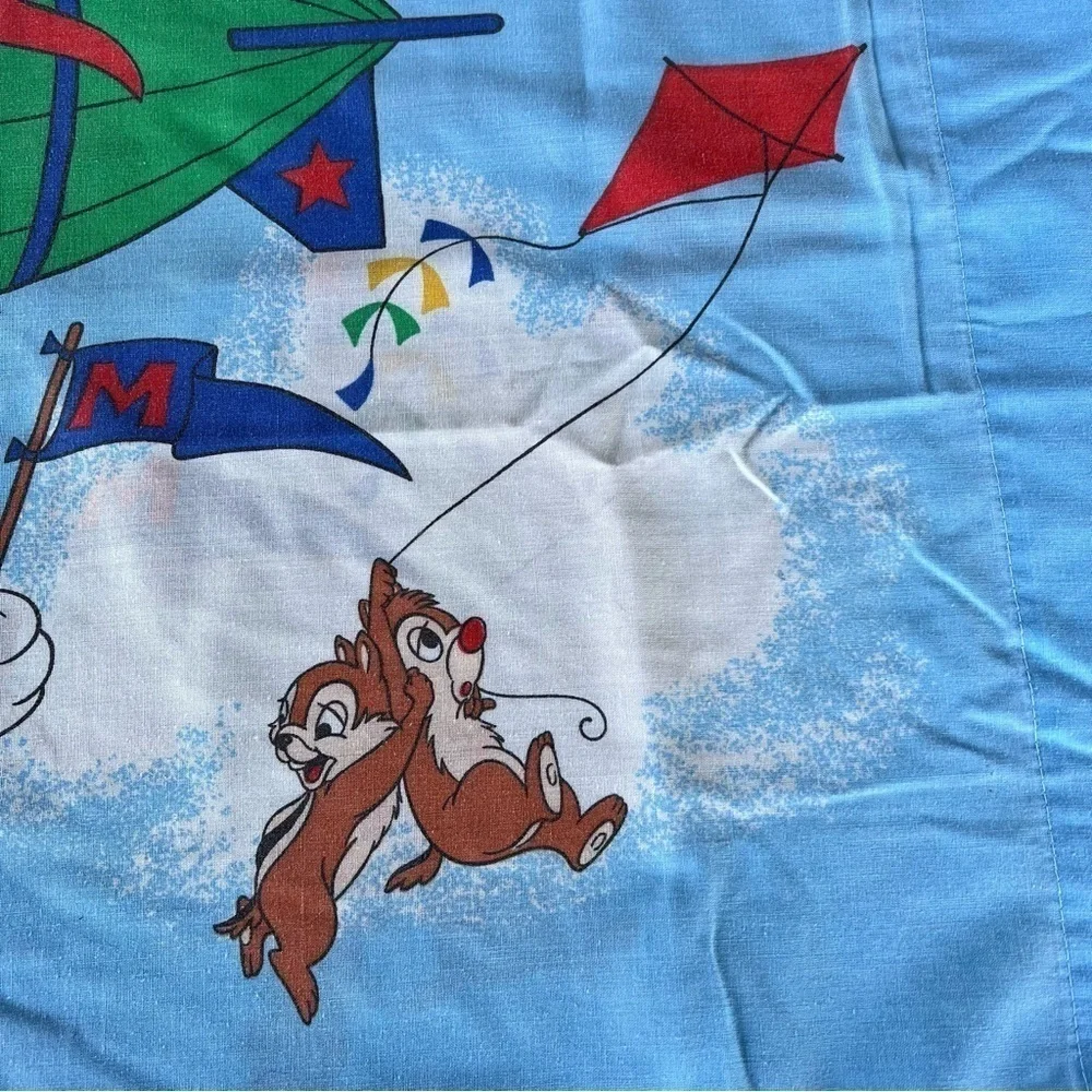 VTG Disney Mickey Minnie Hot Air Balloon Pillowcase Chipmunks Jiminy Cricket GUC